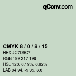 Farbcode: CMYK 8 / 0 / 8 / 15 | qconv.com