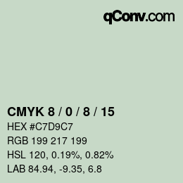颜色代码: CMYK 8 / 0 / 8 / 15 | qconv.com