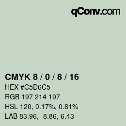 カラーコード: CMYK 8 / 0 / 8 / 16 | qconv.com
