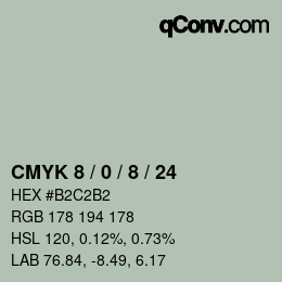 カラーコード: CMYK 8 / 0 / 8 / 24 | qconv.com