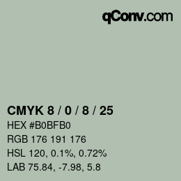 カラーコード: CMYK 8 / 0 / 8 / 25 | qconv.com