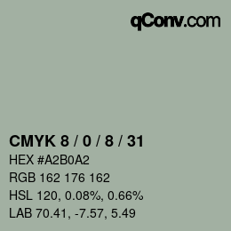Farbcode: CMYK 8 / 0 / 8 / 31 | qconv.com