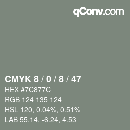 カラーコード: CMYK 8 / 0 / 8 / 47 | qconv.com
