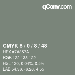 カラーコード: CMYK 8 / 0 / 8 / 48 | qconv.com