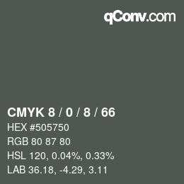 カラーコード: CMYK 8 / 0 / 8 / 66 | qconv.com