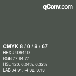 カラーコード: CMYK 8 / 0 / 8 / 67 | qconv.com