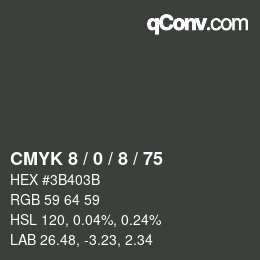 カラーコード: CMYK 8 / 0 / 8 / 75 | qconv.com