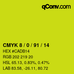 カラーコード: CMYK 8 / 0 / 91 / 14 | qconv.com