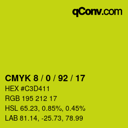 カラーコード: CMYK 8 / 0 / 92 / 17 | qconv.com