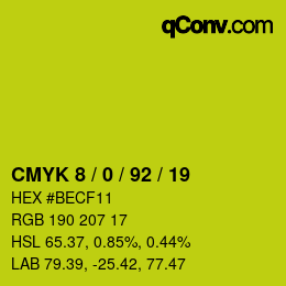 カラーコード: CMYK 8 / 0 / 92 / 19 | qconv.com