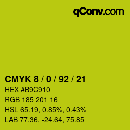 カラーコード: CMYK 8 / 0 / 92 / 21 | qconv.com