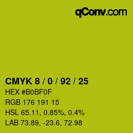 カラーコード: CMYK 8 / 0 / 92 / 25 | qconv.com