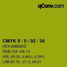 カラーコード: CMYK 8 / 0 / 92 / 34 | qconv.com