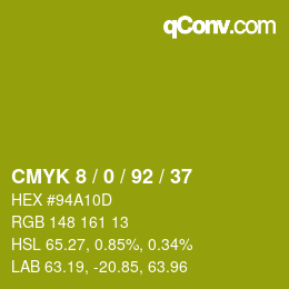 カラーコード: CMYK 8 / 0 / 92 / 37 | qconv.com