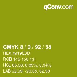 颜色代码: CMYK 8 / 0 / 92 / 38 | qconv.com