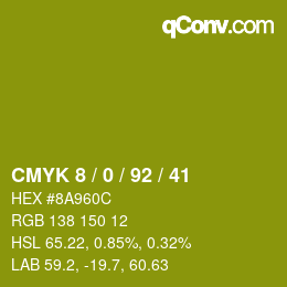 颜色代码: CMYK 8 / 0 / 92 / 41 | qconv.com