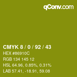 カラーコード: CMYK 8 / 0 / 92 / 43 | qconv.com