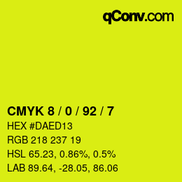 カラーコード: CMYK 8 / 0 / 92 / 7 | qconv.com
