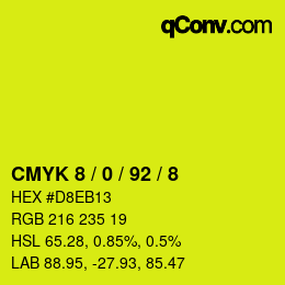 Código de color: CMYK 8 / 0 / 92 / 8 | qconv.com