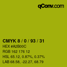カラーコード: CMYK 8 / 0 / 93 / 31 | qconv.com
