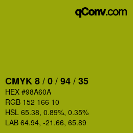 Color code: CMYK 8 / 0 / 94 / 35 | qconv.com