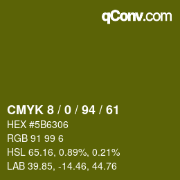 Color code: CMYK 8 / 0 / 94 / 61 | qconv.com
