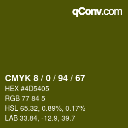 Color code: CMYK 8 / 0 / 94 / 67 | qconv.com