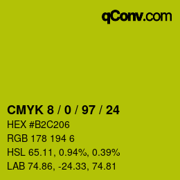 カラーコード: CMYK 8 / 0 / 97 / 24 | qconv.com