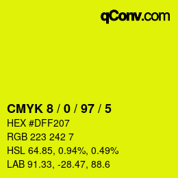 Color code: CMYK 8 / 0 / 97 / 5 | qconv.com