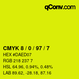 カラーコード: CMYK 8 / 0 / 97 / 7 | qconv.com