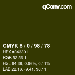 Farbcode: CMYK 8 / 0 / 98 / 78 | qconv.com