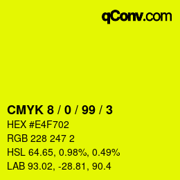 颜色代码: CMYK 8 / 0 / 99 / 3 | qconv.com