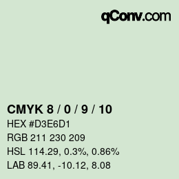 カラーコード: CMYK 8 / 0 / 9 / 10 | qconv.com