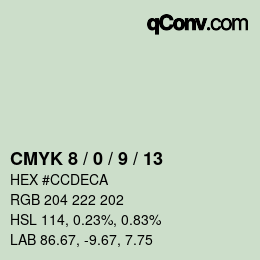 カラーコード: CMYK 8 / 0 / 9 / 13 | qconv.com