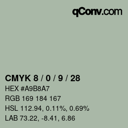 Farbcode: CMYK 8 / 0 / 9 / 28 | qconv.com