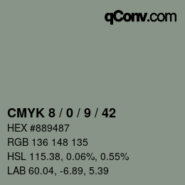 Color code: CMYK 8 / 0 / 9 / 42 | qconv.com