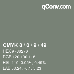 Farbcode: CMYK 8 / 0 / 9 / 49 | qconv.com