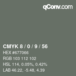 颜色代码: CMYK 8 / 0 / 9 / 56 | qconv.com