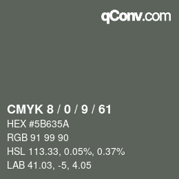 Color code: CMYK 8 / 0 / 9 / 61 | qconv.com