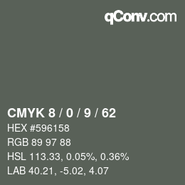 カラーコード: CMYK 8 / 0 / 9 / 62 | qconv.com