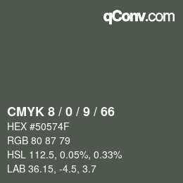 カラーコード: CMYK 8 / 0 / 9 / 66 | qconv.com