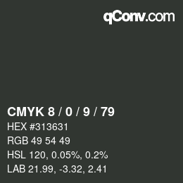 Color code: CMYK 8 / 0 / 9 / 79 | qconv.com