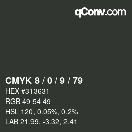 カラーコード: CMYK 8 / 0 / 9 / 79 | qconv.com