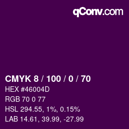 Color code: CMYK 8 / 100 / 0 / 70 | qconv.com