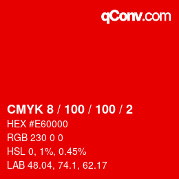Color code: CMYK 8 / 100 / 100 / 2 | qconv.com