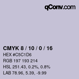 颜色代码: CMYK 8 / 10 / 0 / 16 | qconv.com