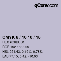 カラーコード: CMYK 8 / 10 / 0 / 18 | qconv.com