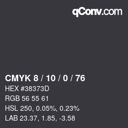 カラーコード: CMYK 8 / 10 / 0 / 76 | qconv.com