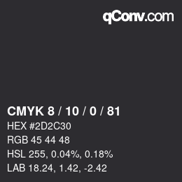 カラーコード: CMYK 8 / 10 / 0 / 81 | qconv.com