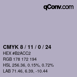 カラーコード: CMYK 8 / 11 / 0 / 24 | qconv.com